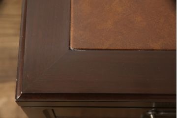 中古美品　神戸洋家具　メープル不二屋　シンプルさの中に洗練された美しさがあるレザートップデスク(机、在宅ワーク、在宅用ワークデスク)(R-052396)