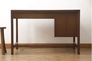 中古美品　神戸洋家具　メープル不二屋　シンプルさの中に洗練された美しさがあるレザートップデスク(机、在宅ワーク、在宅用ワークデスク)(R-052396)