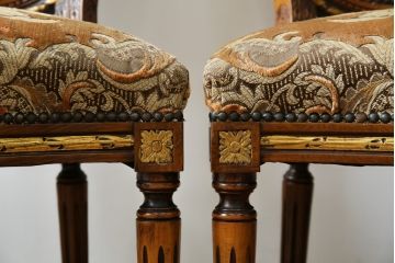 イタリアアンティーク　ロココ調のデザインが優雅なダイニングチェア4脚セット(R-052401)