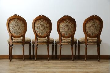 イタリアアンティーク　ロココ調のデザインが優雅なダイニングチェア4脚セット(R-052401)