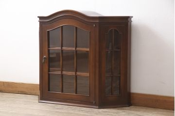 中古　神戸洋家具　メープル不二屋　見せる収納にぴったりなウォールキャビネット(飾り棚、陳列棚、収納棚)(R-052409)