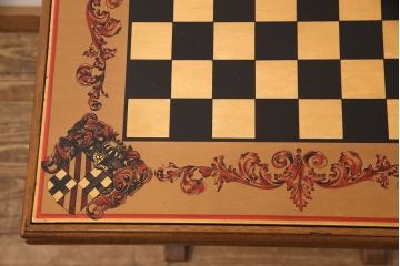 中古　美品　イタリア輸入家具　サヴォナローナデザインがお洒落なゲームテーブル&チェア2脚セット(椅子、折りたたみチェア、イス)(R-052410)