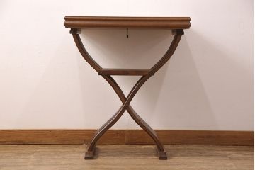 中古　美品　イタリア輸入家具　サヴォナローナデザインがお洒落なゲームテーブル&チェア2脚セット(椅子、折りたたみチェア、イス)(R-052410)