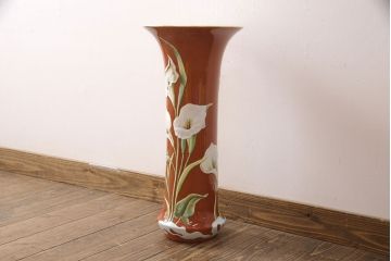 特大　ヘレンド　立体花柄花瓶　53cm(HEREND、フラワーベース、ハンガリー)(R-052413)