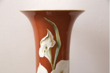 特大　ヘレンド　立体花柄花瓶　53cm(HEREND、フラワーベース、ハンガリー)(R-052413)