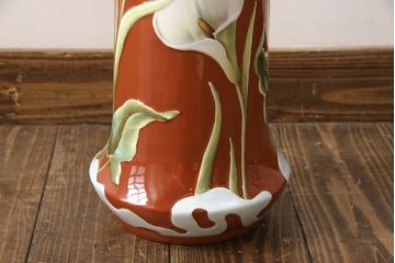 特大　ヘレンド　立体花柄花瓶　53cm(HEREND、フラワーベース、ハンガリー)(R-052413)