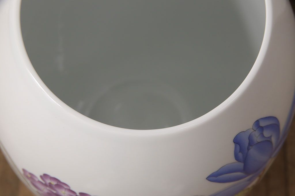 ヘレンド　ハンドペイント　花蝶文花瓶　38cm(HEREND、ハンガリー)(R-052414)