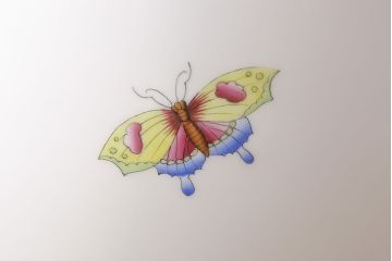 ヘレンド　ハンドペイント　花蝶文花瓶　38cm(HEREND、ハンガリー)(R-052414)