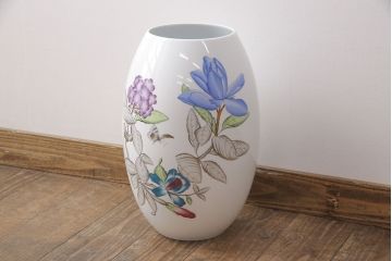 ヘレンド　ハンドペイント　花蝶文花瓶　38cm(HEREND、ハンガリー)(R-052414)