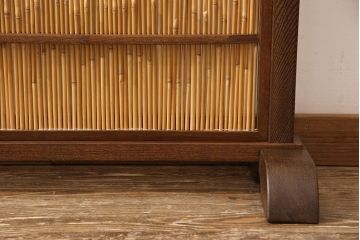 和製アンティーク　桑材・葦(ヨシ・アシ)　シンプルで涼しげな衝立(つい立て、パーテーション)(R-052417)