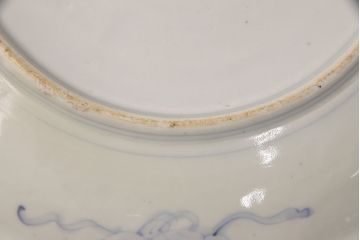 江戸期　古伊万里　花鳥にトンボとクモ　色絵一尺四寸大皿(和食器)(R-052419)