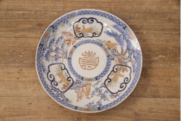 伊万里焼　兎に仙人図　染付　一尺三寸大皿(和食器)(R-052420)