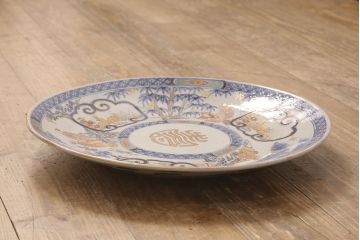 伊万里焼　兎に仙人図　染付　一尺三寸大皿(和食器)(R-052420)