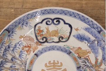 伊万里焼　兎に仙人図　染付　一尺三寸大皿(和食器)(R-052420)