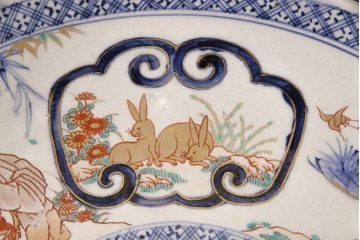 伊万里焼　兎に仙人図　染付　一尺三寸大皿(和食器)(R-052420)