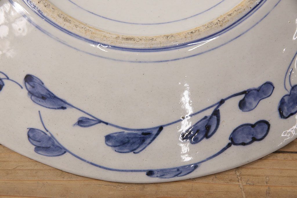 伊万里焼　兎に仙人図　染付　一尺三寸大皿(和食器)(R-052420)