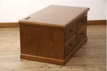 中古　カントリーハウス　秋山木工　シンプルで使い勝手のいいローチェスト(チェスト、引き出し、ローボード)(R-052423)