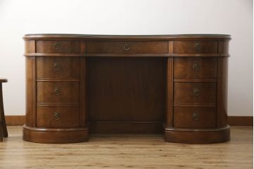 中古　DREXEL HERITAGE(ドレクセルヘリテイジ)　Cameo Classics(キャメオクラシックス)　高級感溢れるキドニーデスク(定価約170万円)(両袖デスク、机、在宅ワーク、在宅用ワークデスク、カウンターテーブル)(R-052437)