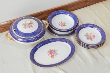 ドイツ　BAVARIA　TIRSCHENREUTH　チュリーンなど10点(スープ皿、オーバルプレート、キャセロール、洋食器)(R-052447)