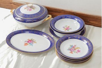 ドイツ　BAVARIA　TIRSCHENREUTH　チュリーンなど10点(スープ皿、オーバルプレート、キャセロール、洋食器)(R-052447)