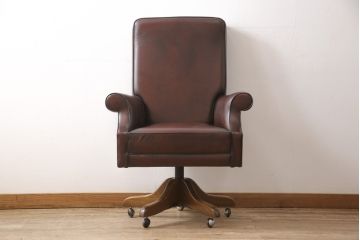 新古品　展示品　バロッサバレンティ(VARO,S.A. VALENTI)　高級感たっぷりの本革デスクチェア(定価約59万円)(パーソナルチェア、回転椅子)(R-052451)
