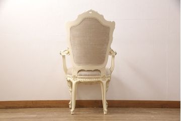 中古　美品　イタリア高級家具　SILIK(シリック)　DAFNEシリーズ　ロココ調　細部まで凝った造りが美しいアームチェア(定価約30万円)(ダイニングチェア、椅子)(R-052452)