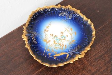 フランスアンティーク　Limoges　リモージュ　コンポート(花柄、金彩)(R-052457)