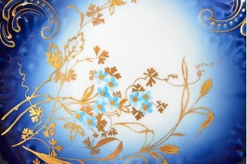 フランスアンティーク　Limoges　リモージュ　コンポート(花柄、金彩)(R-052457)