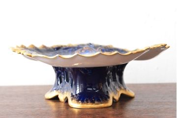 フランスアンティーク　Limoges　リモージュ　コンポート(花柄、金彩)(R-052457)