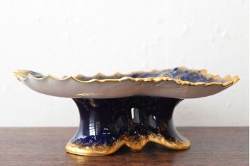 フランスアンティーク　Limoges　リモージュ　コンポート(花柄、金彩)(R-052457)