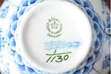 ROYAL COPENHAGEN　ロイヤルコペンハーゲン　ブルーフルーテッド　フルレース　カップ&ソーサー2客(洋食器)(定価88,000円)(R-052459)