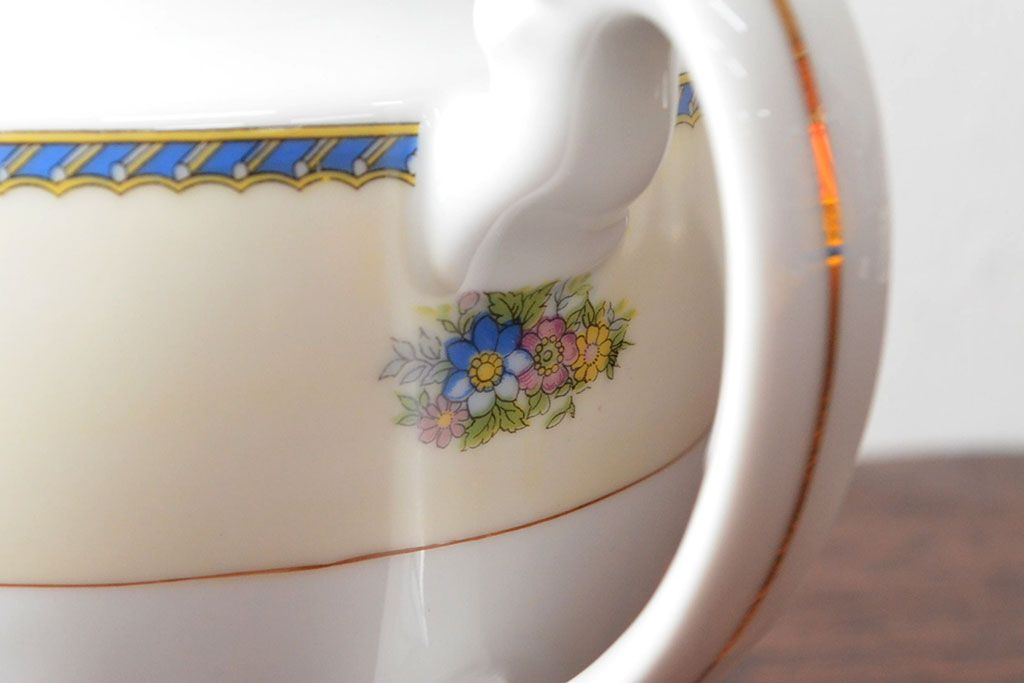 オールドノリタケ(日本陶器)　Noritake　ヤジロベー印　ポット・シュガー・クリーマー3点(洋食器)(R-052467)