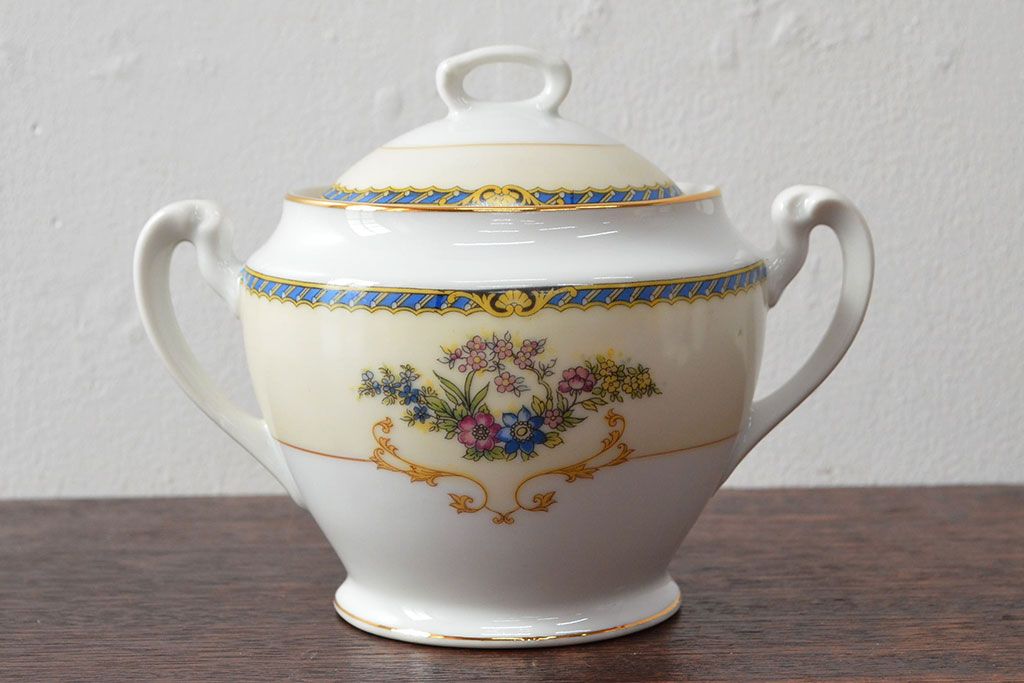 オールドノリタケ(日本陶器)　Noritake　ヤジロベー印　ポット・シュガー・クリーマー3点(洋食器)(R-052467)