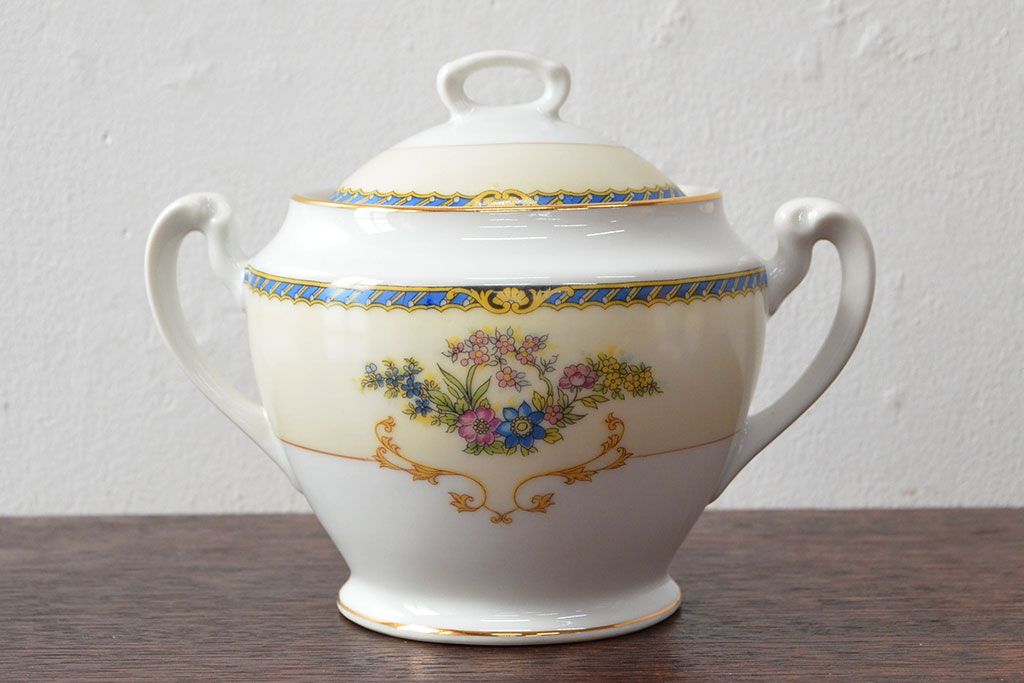 オールドノリタケ(日本陶器)　Noritake　ヤジロベー印　ポット・シュガー・クリーマー3点(洋食器)(R-052467)