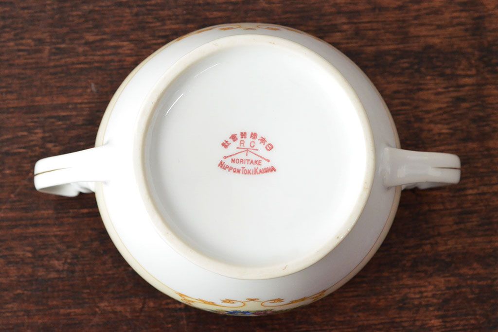 オールドノリタケ(日本陶器)　Noritake　ヤジロベー印　ポット・シュガー・クリーマー3点(洋食器)(R-052467)