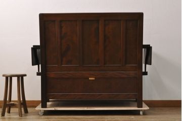 中古　松本民芸家具　シックな大人の空間を演出する羽根付ベンチ(長椅子、二人掛けベンチ、板座)(R-052470)
