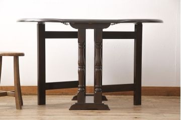 中古　松本民芸家具　脚のデザインがシックな27型バタフライ卓(定価約19万円)(ドロップリーフテーブル、ダイニングテーブル)(R-052471)