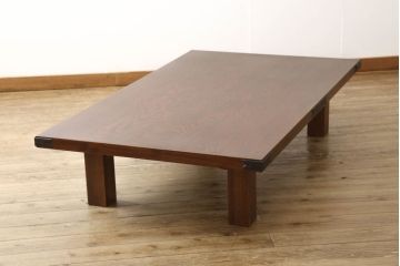 中古　岩谷堂箪笥　販売:欅産業　迫力ある杢目と金具がアクセントのローテーブル(定価約25万円)(座卓、センターテーブル)(R-052472)