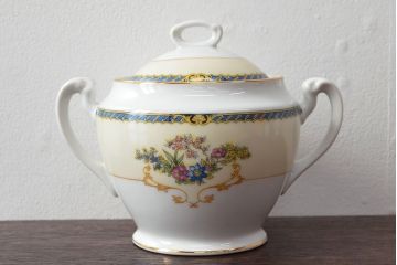 オールドノリタケ(日本陶器)　Noritake　ヤジロベー印　ポット・シュガー・クリーマー3点(洋食器)(R-052476)