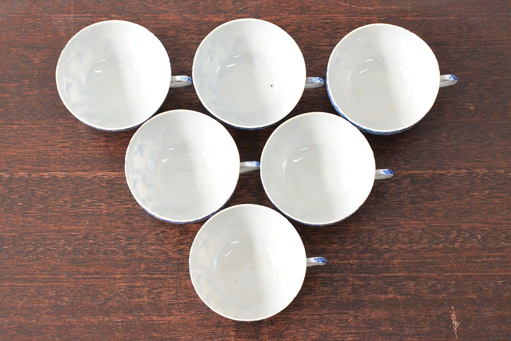 大正〜昭和初期　大日本庁桐造　花鳥図印判　カップ&ソーサー5客・カップ1点(R-052477)