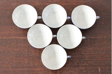 大正〜昭和初期　大日本庁桐造　花鳥図印判　カップ&ソーサー5客・カップ1点(R-052477)