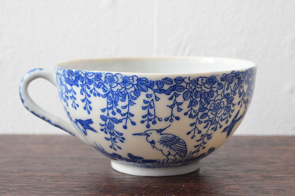 大正〜昭和初期　大日本庁桐造　花鳥図印判　カップ&ソーサー5客・カップ1点(R-052477)