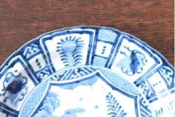 江戸期　古染付芙蓉手染付　七寸皿2枚(バッタ)(R-052480)