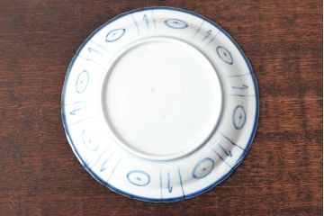 江戸期　古染付芙蓉手染付　七寸皿2枚(バッタ)(R-052480)