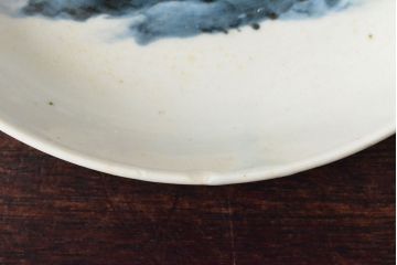 江戸期　古伊万里　花蝶図　染付　六寸皿2枚(和食器)(R-052482)