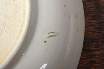 江戸期　古伊万里　花蝶図　染付　六寸皿2枚(和食器)(R-052482)