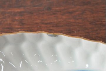 江戸期　古伊万里　大明年製　金縁花文染付　変形皿2枚(和食器)(R-052486)