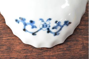 江戸期　古伊万里　大明年製　金縁花文染付　変形皿2枚(和食器)(R-052486)