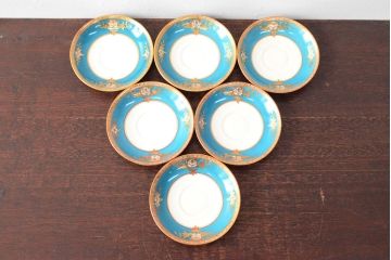 戦前　オールド名陶　ハンドペイント　カップ&ソーサー6客　共箱付(名古屋陶器、名古屋製陶所)(R-052489)