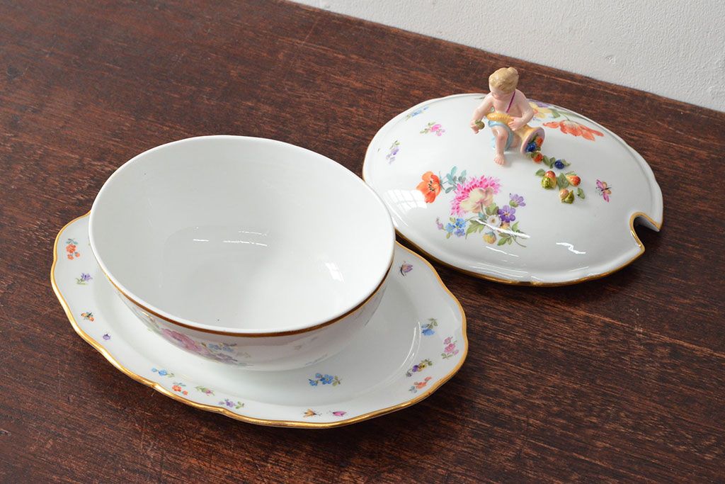 アンティーク　MEISSEN　マイセン　スープチューリン　蓋物(洋食器)(R-052497)